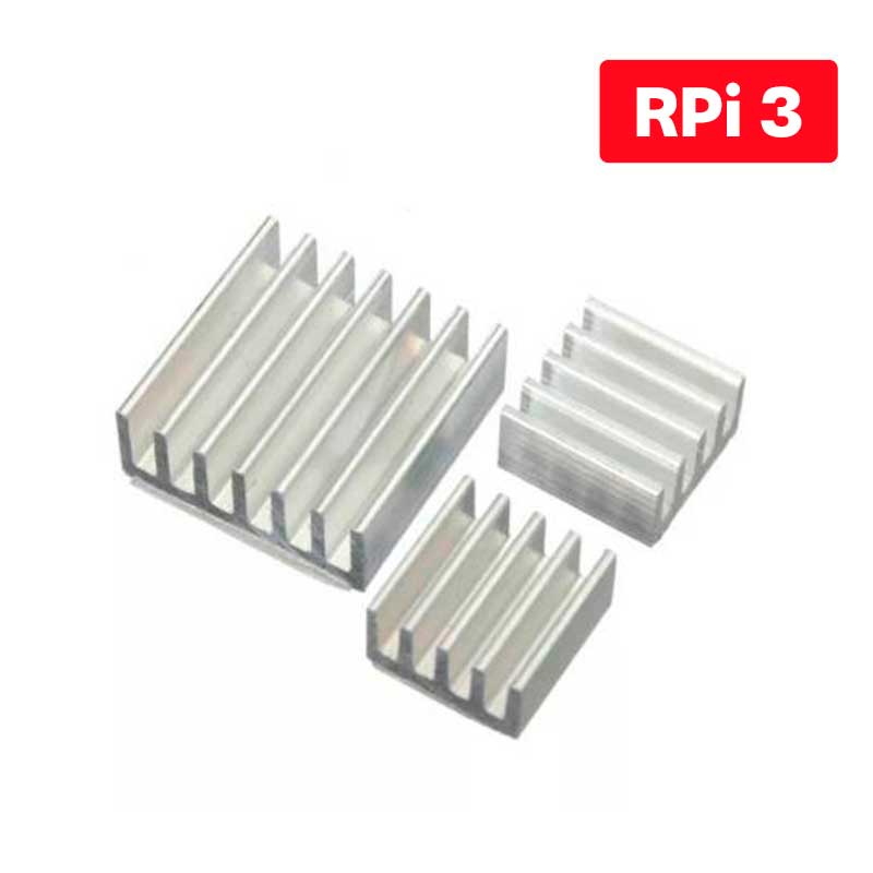 Kit Dissipadores de Calor para Raspberry Pi 3 Auto Adesivante Kit Dissipadores de Calor para Raspberry Pi 3 Auto Adesivante
