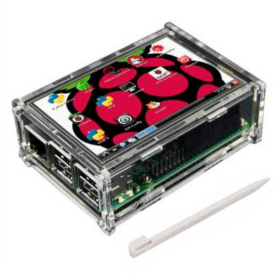Case Transparente + Tela Display LCD 3.5 com Touch para Raspberry Pi 3 B e B+