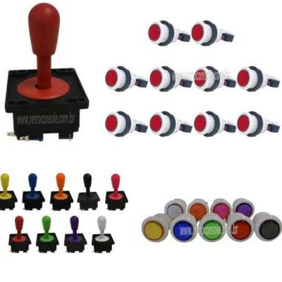 Kit Comando Joystick Arcade + 10 Botões Acrílico Branco Aegir