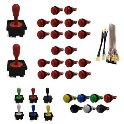 Kit 2x Comandos Joystick Arcade Aegir + 20 Botões Nylon + Cabo GPIO