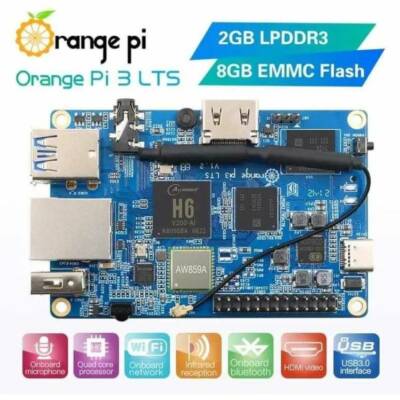 Orange Pi 3 LTS 2G de Ram, 8G eMMC c/ Wifi + Bluetooth