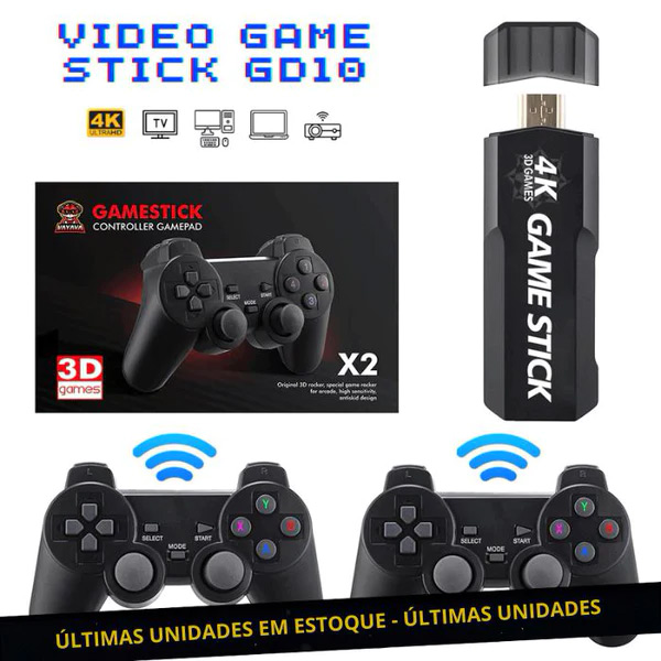 Game Stick Retrô GD10 Ultra 30.000 jogos + 2 Controles