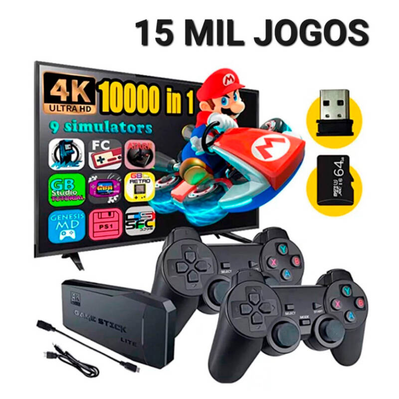 Game Stick Retrô 4K c/ 15000 Jogos + 2 Controles sem Fio na RetroConsole  VideoGames Porto Alegre