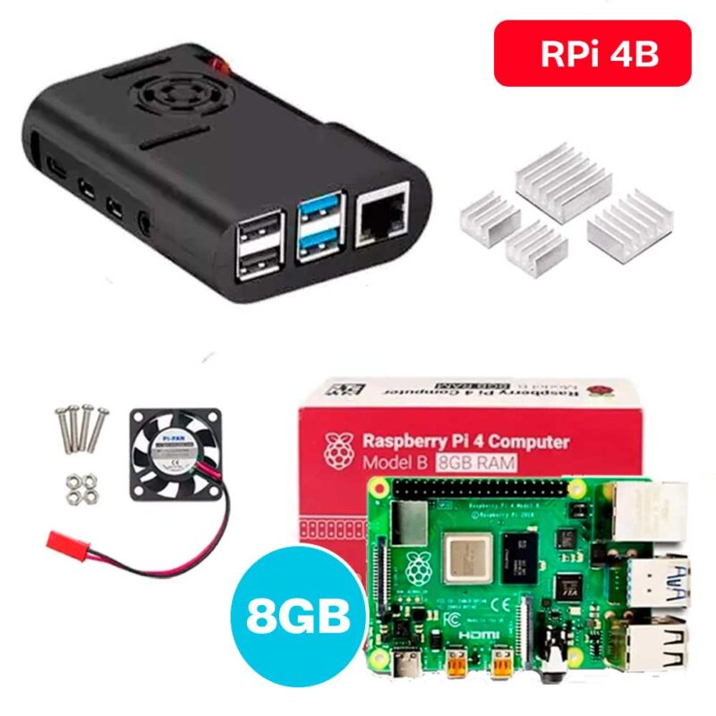 Raspberry Pi 4 8GB + Case + Dissipadores