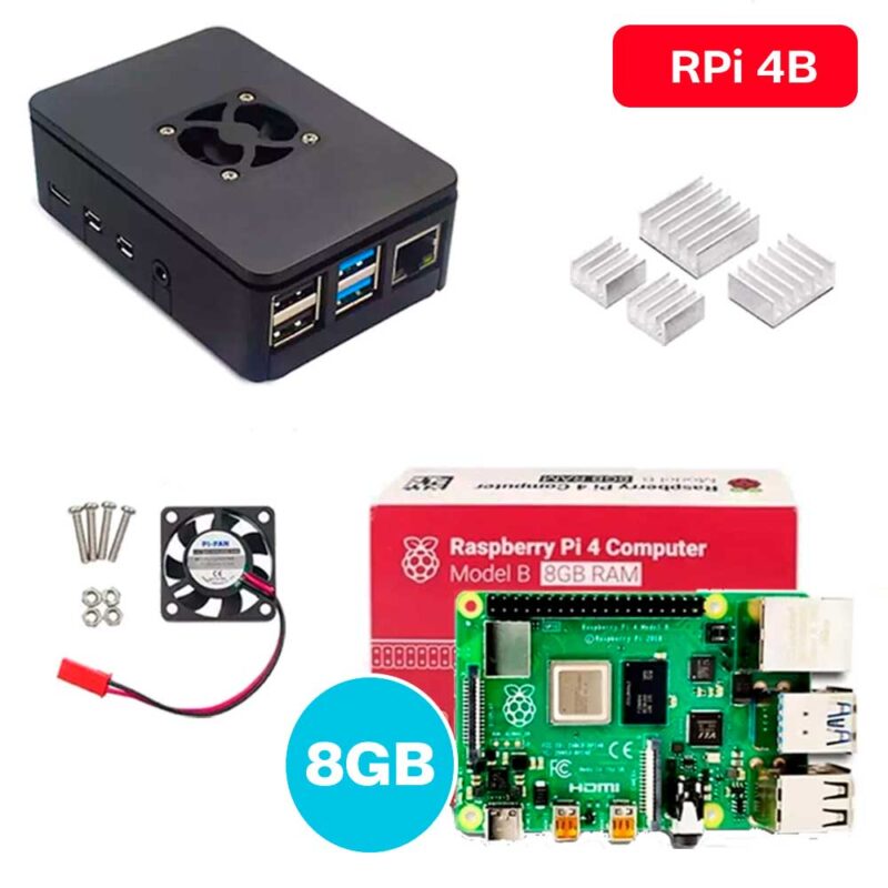 Raspberry Pi 4 8GB + Case + Dissipadores