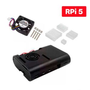 Case + Cooler Fan e Dissipadores para Raspberry Pi 5 Case + Cooler Fan e Dissipadores para Raspberry Pi 5