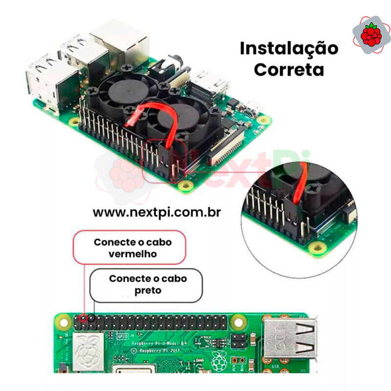 Cooler Fan Duplo P/ Raspberry Pi 3, Pi 4 e Pi 5