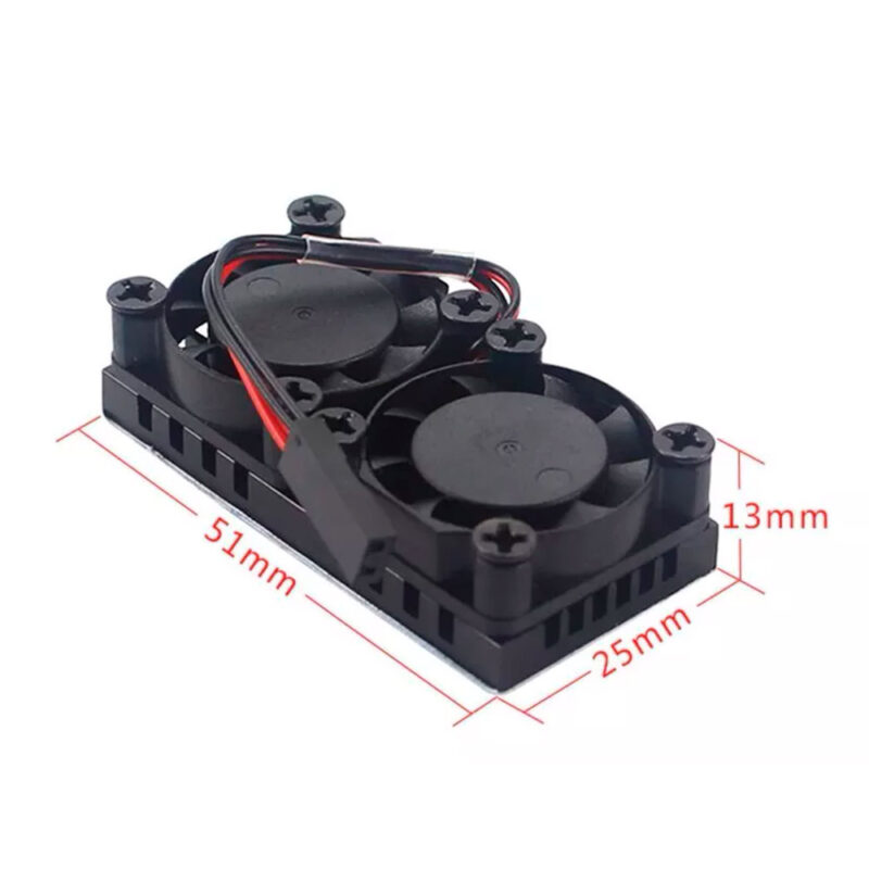 Cooler Fan Duplo P/ Raspberry Pi 3, Pi 4 e Pi 5