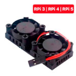 Cooler Fan Duplo P/ Raspberry Pi 3, Pi 4 e Pi 5