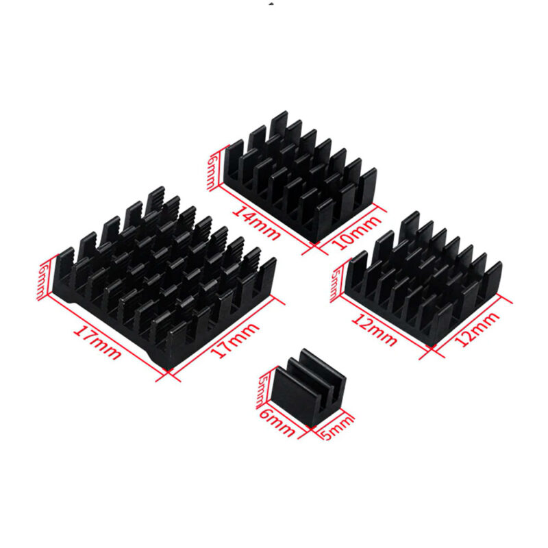 Dissipadores de Calor em Alumínio para Raspberry Pi 5 (4 Unid)