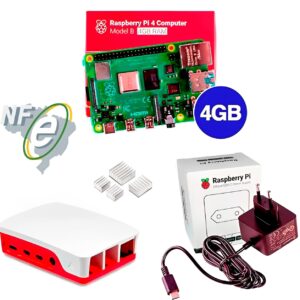 Kit Raspberry Pi 4 4GB c/ Case e Fonte Oficiais + Dissipadores Kit Raspberry Pi 4 4GB c/ Case e Fonte Oficiais + Dissipadores
