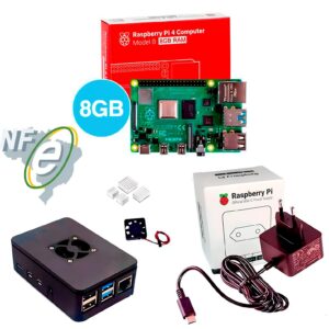 Kit Raspberry Pi 4 8GB c/ Case, Cooler, Fonte Oficial e Dissipadores Kit Raspberry Pi 4 8GB c/ Case, Cooler, Fonte Oficial e Dissipadores