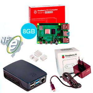 Kit Raspberry Pi 4 8GB c/ Case e Fonte Oficiais + Dissipadores Kit Raspberry Pi 4 8GB c/ Case e Fonte Oficiais + Dissipadores