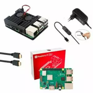 Kit Raspberry Pi 3 Model B+(Plus) c/ Case, Fonte 5V, Cooler e Dissipadores Kit Raspberry Pi 3 Model B+(Plus) c/ Case, Fonte 5V, Cooler e Dissipadores