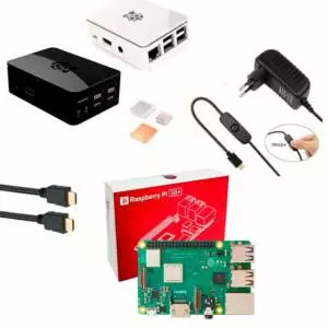 Kit Raspberry Pi 3 Model B+(Plus) c/ Case, Fonte 5V, Cooler e Dissipadores Kit Raspberry Pi 3 Model B+(Plus) c/ Case, Fonte 5V, Cooler e Dissipadores