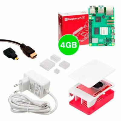 Kit Raspberry Pi 5 4GB c/ Case Oficial c/ Cooler Fan e Fonte 27W