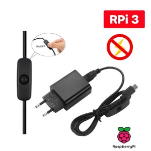 Fonte Raspberry Pi3 Pi 3 B E B+ 5v c/Botão Liga e Desliga Fonte Raspberry Pi3 Pi 3 B E B+ 5v c/Botão Liga e Desliga
