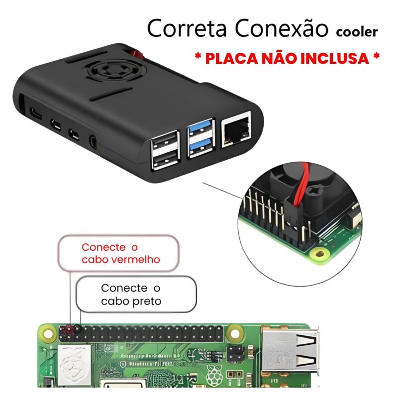 Kit Raspberry Pi 4 4GB c/ Case, Cooler, Fonte e Dissipadores