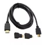 Cabo HDMI + Adaptador Micro HDMI e Adaptador Mini HDMI