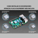 Kit Raspberry Pi 4 4GB c/ Case, Cooler, Fonte e Dissipadores