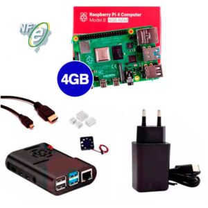 Kit Raspberry Pi 4 4GB c/ Case, Cooler, Fonte, Micro HDMI e Dissipadores Kit Raspberry Pi 4 4GB c/ Case, Cooler, Fonte, Micro HDMI e Dissipadores