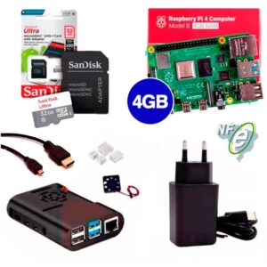 Kit Raspberry Pi 4 4GB c/ Case, Cooler, Fonte, Cabo Micro HDMI + 32GB Kit Raspberry Pi 4 4GB c/ Case, Cooler, Fonte, Cabo Micro HDMI + 32GB