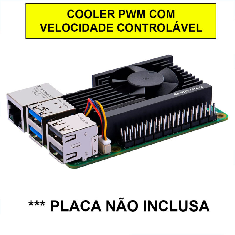 Refrigerador de Alumínio GeeekPi Armor Lite V5 para Raspberry Pi 5