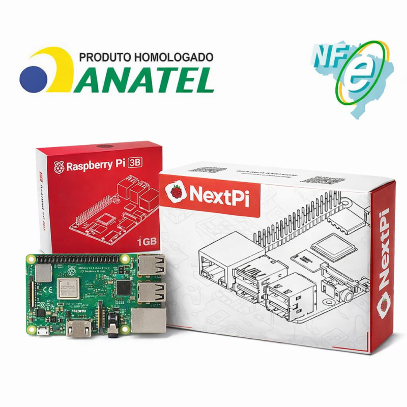 Kit Raspberry Pi 3 Model B c/ Case, Fonte 5V, Cooler e Dissipadores