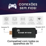 Game Stick Retrô 4K c/ 15000 Jogos + 2 Controles sem Fio