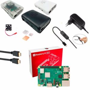 Kit Raspberry Pi 3 Model B+(Plus) c/ Case, Fonte, Cooler e Dissipadores Kit Raspberry Pi 3 Model B+(Plus) c/ Case, Fonte, Cooler e Dissipadores