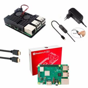 Kit Raspberry Pi 3 B+(Plus) c/ Case Alumínio c/ Duplo Cooler Fan e Fonte Kit Raspberry Pi 3 B+(Plus) c/ Case Alumínio c/ Duplo Cooler Fan e Fonte